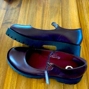 Never worn beautiful deep wine lug sole size 9 shoes